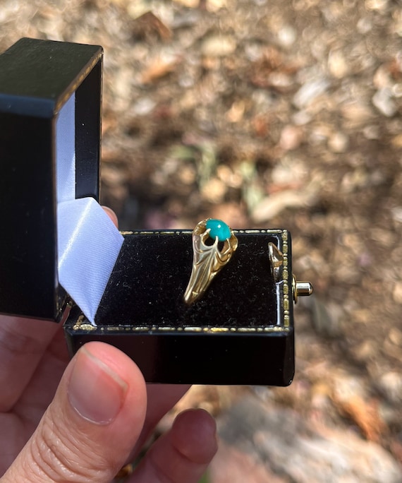 Antique Victorian Turquoise 18k Gold Belcher Ring… - image 8