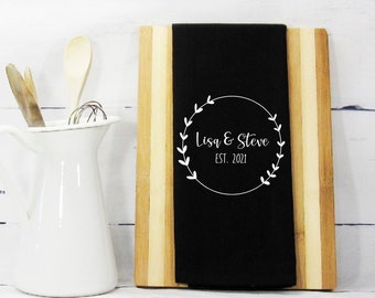 Personalized Family Name Dish Towel - Custom Kitchen Decor