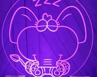 Personalized Sleepy Elephant LED Acrylic Light Up Personalized With Child's Name - Color Changing - Comes With Stand, Cord, & Remote!