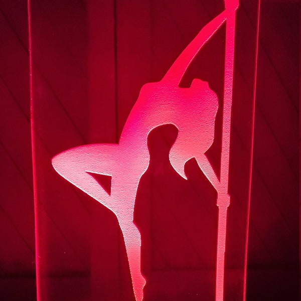 Pole Dancer Acrylic Light Up - Personalized With Name - Color Changing - Comes With Stand, Cord, And Remote, Stripper Pole Gifts