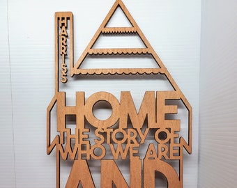 Home And Love - Personalized Wood Sign - Wall Hanging or Stand Alone - Sign - Laser Cut -Different Wood Color Choices - Great for Christmas