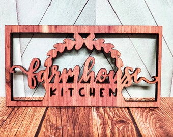 Farmhouse Kitchen Wooden Sign - With Or Without Frame - Wall Hanging or Stand Alone - 18.5" X 8.5"  Four Different Wood Color Choices!