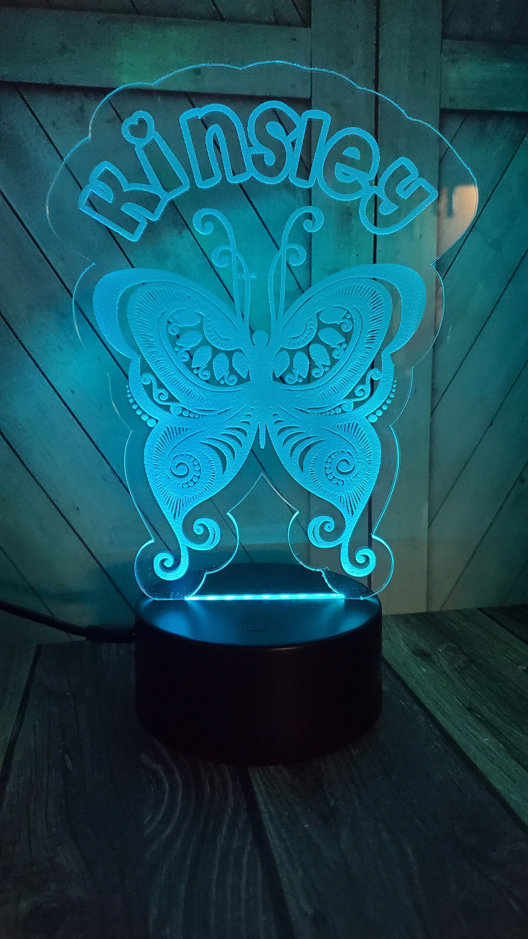 Laser Cut and Engraved Butterfly Butter Fly 3D Acrylic LED Light Lamp