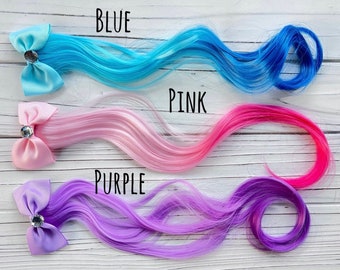 Hair Extension for Kids | Hair Pin | Gift Packaged | Party Favors | Blue Hair Extension | Purple Hair Extension | Princess theme