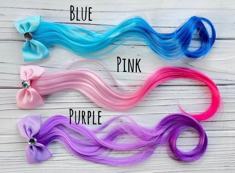 Hair Extension for Kids Hair Pin Gift Packaged Party Favors Blue Hair Extension Purple Hair Extension Princess theme image 1