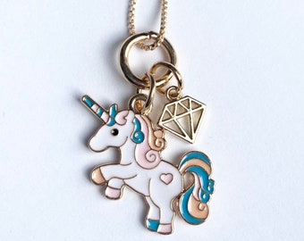 Unicorn Charm Necklace Rainbow Jewel | Gift packaged | Gift for Girls | Party Favors | Unicorn Party | Birthday Present |