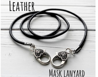 Leather Face Mask lanyard |Mask holder | Mask strap | Mask necklace | For Adults for Reusable Cloth Face Masks