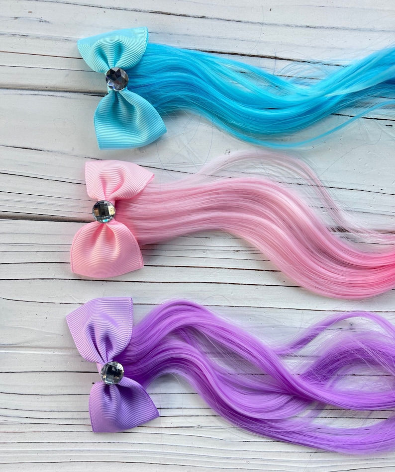 Hair Extension for Kids Hair Pin Gift Packaged Party Favors Blue Hair Extension Purple Hair Extension Princess theme image 4