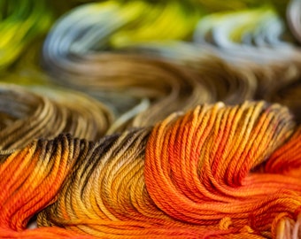 Hand dyed 'Bird of Paradise' Fingering/sock - Sport - DK - Worsted - Bulky Yarn