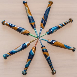 Hand molded polymer clay handle crochet hooks &#39;Braided Streams&#39;