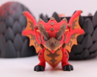 3D Printed Rathalos Miniature in Egg – Monster Hunter Collectible Figure – Gamer Gift – Fantasy Tabletop Decor –  Handmade Toy Dragon Wyvern