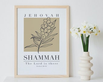 Jehovah Shammah | Hebrew Name of God | Printable Wall Art | Minimalist Bible Verse Wall Art Print | Modern Christian/Jewish Home Wall Art