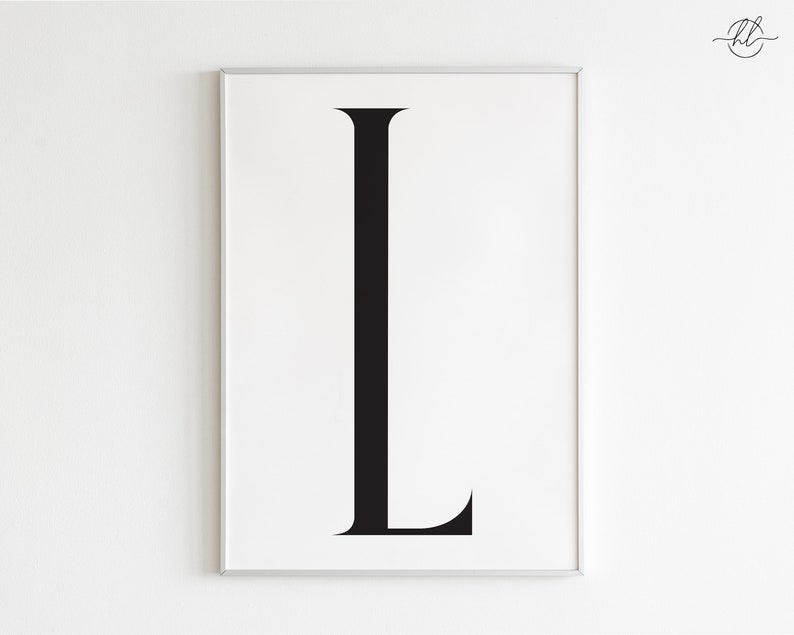 Letter L Printable Art, Typography Poster, Black &amp; White Letter L Wall ...