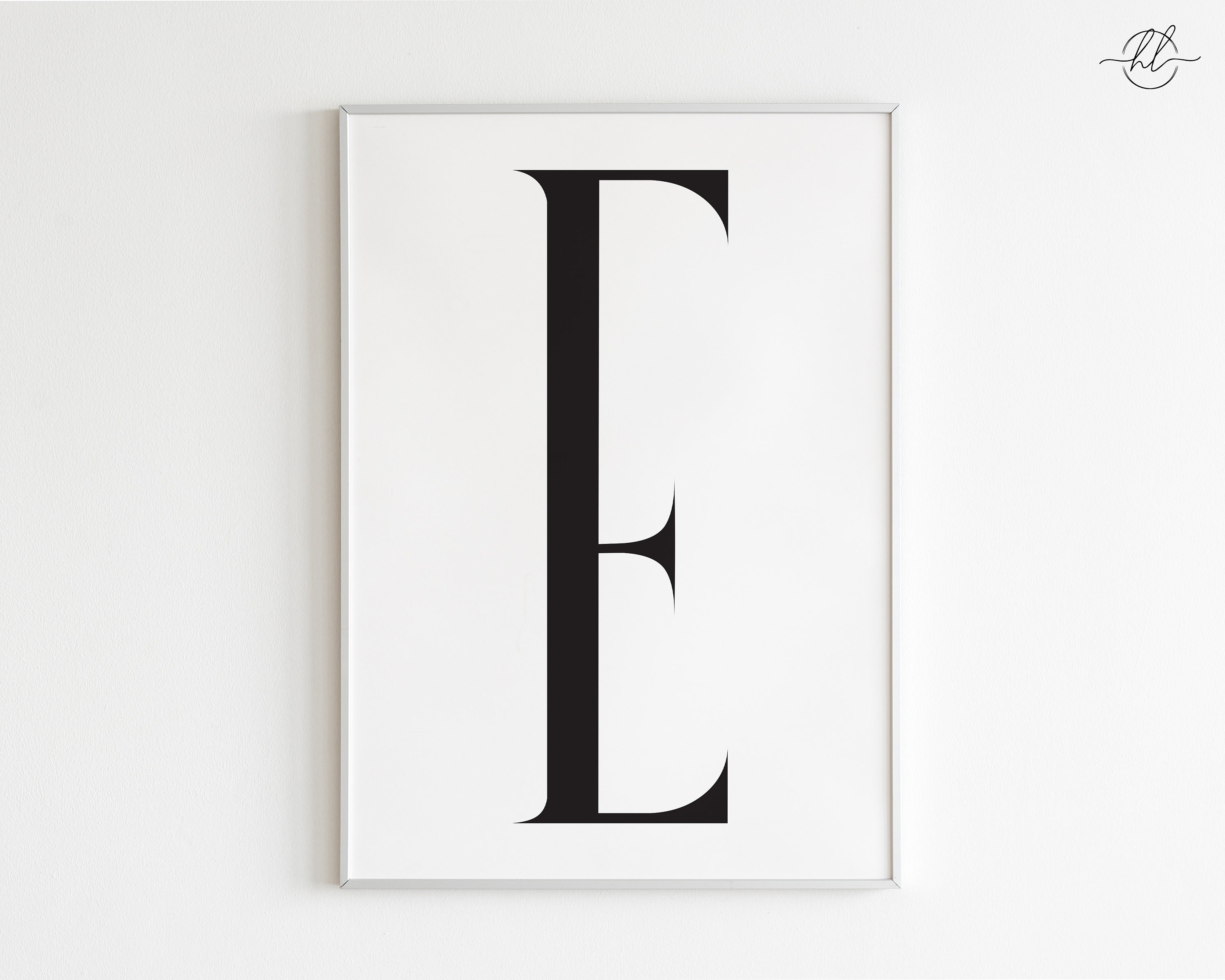 Letter E Printable Art Typography Poster Black &amp; White - Etsy