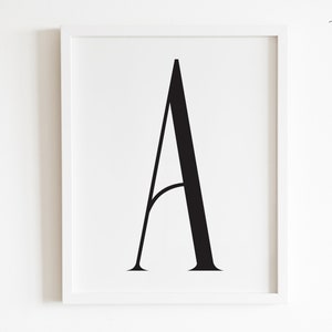 Buchstabe A druckbare Kunst, Typografie Poster, schwarz & weiße Buchstabe A Wandkunst, A Anfangsdruck, Initiale A druckbare Wandkunst * SOFORTIGER DOWNLOAD *
