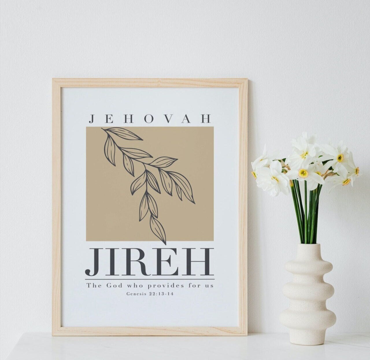 Jehovah Jireh | Hebrew Name of God | Printable Wall Art | Minimalist Bible Verse Wall Art Print | Modern Christian/Jewish Home Wall Art Deco