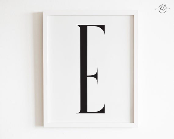 Letter E Printable Art Typography Poster Black &amp; White - Etsy