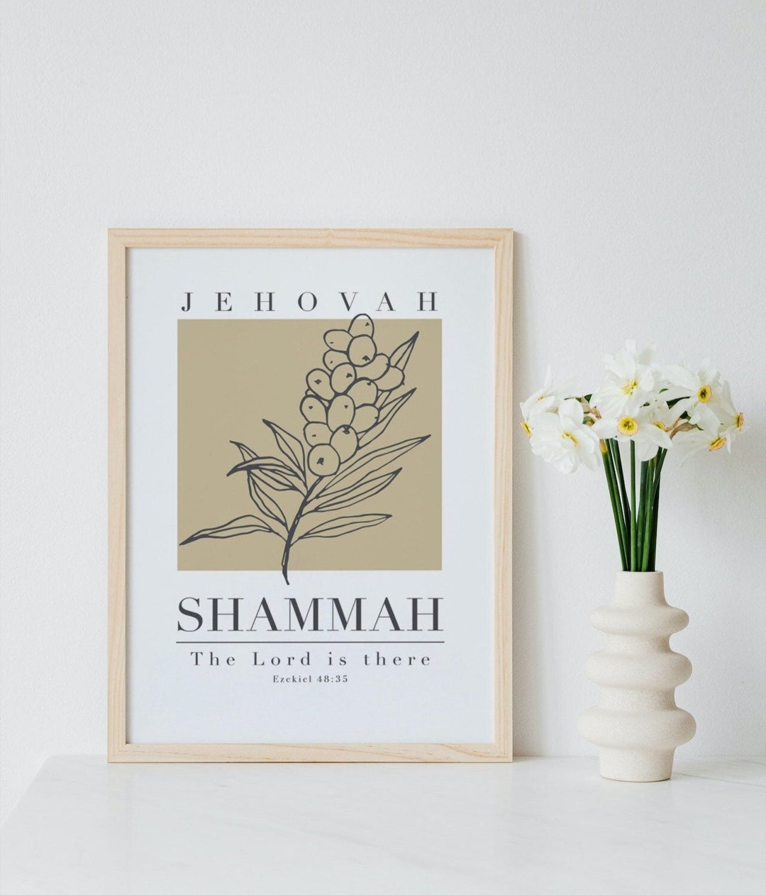 Jehovah Shammah Hebrew Name of God Printable Wall Art Minimalist Bible Verse Wall Art Print ...
