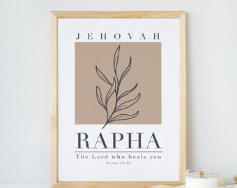 Jehovah Rapha | Hebrew Name of God | Printable Wall Art | Minimalist Bible Verse Wall Art Print | Modern Christian/Jewish Home Wall Art Deco