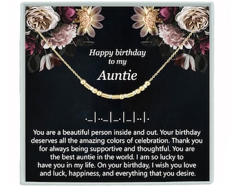 Aunt Birthday Gift Morse Code Necklace or Bracelet Custom Hidden Message Jewelry Auntie Birthday Gift