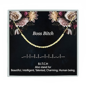 Boss Bitch Morse Code Necklace or Bracelet Custom Hidden Message Jewelry Boss lady Birthday Gift  BFF Christmas Gift Friend Jewelry