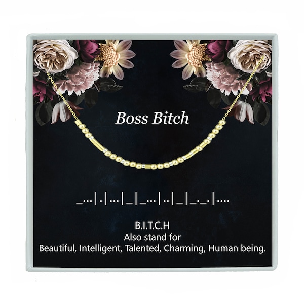 Boss Bitch Morse Code Necklace or Bracelet Custom Hidden Message Jewelry Boss lady Birthday Gift  BFF Christmas Gift Friend Jewelry