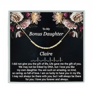 Bonus daughter Morse Code Necklace or Bracelet Custom Hidden Message Jewelry Step daughter Birthday Gift  Christmas Gift for Daughter