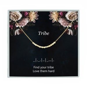 Tribe Morse Code Necklace and Bracelet Custom Hidden Message Jewelry Best Friends Tribe Gift Necklace BFF Christmas Gift Friend Jewelry