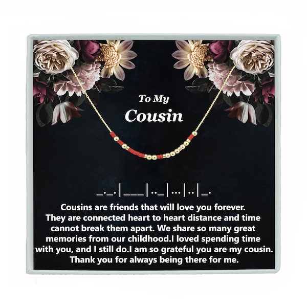 Cousin Morse Code Necklace or Bracelet Cousin Birthday Gift  Christmas Long distance Graduation Gift Wedding Jewelry