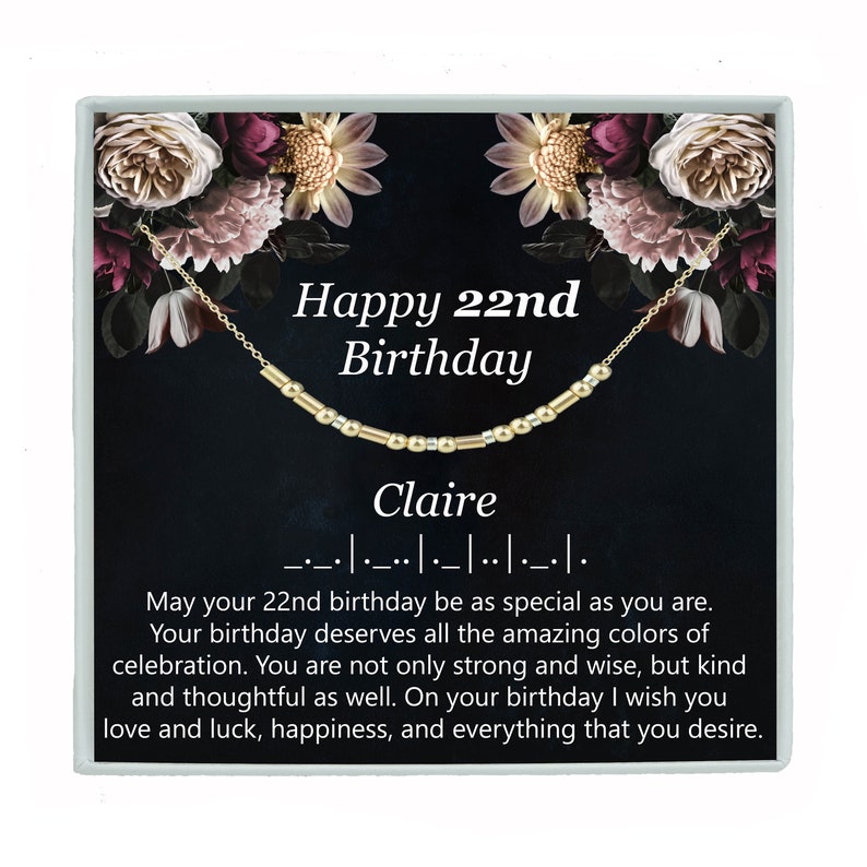 22nd Birthday Gift For Girl Morse Code Necklace and Bracelet Custom Hidden Message Jewelry 22nd Birthday Daughter Birthday Gift Necklace