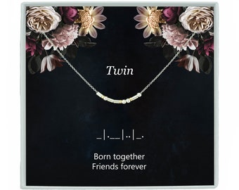 Twin Sisters Morse Code Necklace or Bracelet Custom Hidden Message Jewelry Sister Birthday Gift Christmas Gift
