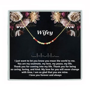 Wifey Morse Code Necklace or Bracelet Custom Hidden Message Jewelry Wife Birthday Gift  Christmas Mother&#39;s Day Gift