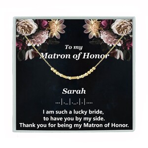 Matron Of Honor Name Morse Code Necklace or Bracelet Gift Wedding Jewelry Thank You Matron of Honor Necklace