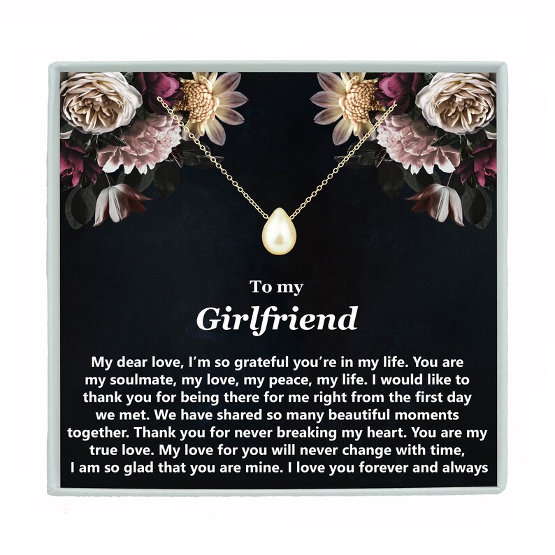 Girlfriend Pearl Necklace Tear Drop Real Fresh Water Pearl Jewelry Girlfriend Birthday Gift Christmas Gift Valentine Day Gift
