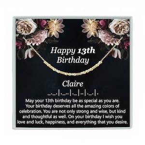 13th Birthday Gift For Girl Morse Code Necklace or Bracelet Custom Hidden Message Jewelry 13th Birthday Daughter Birthday Gift Necklace