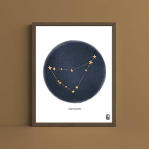 Capricorn Zodiac Constellation Fine Art Poster Print - Wall Decor - Unique Gift For Boy or Girl - Artwork for Living Room, Kids Room