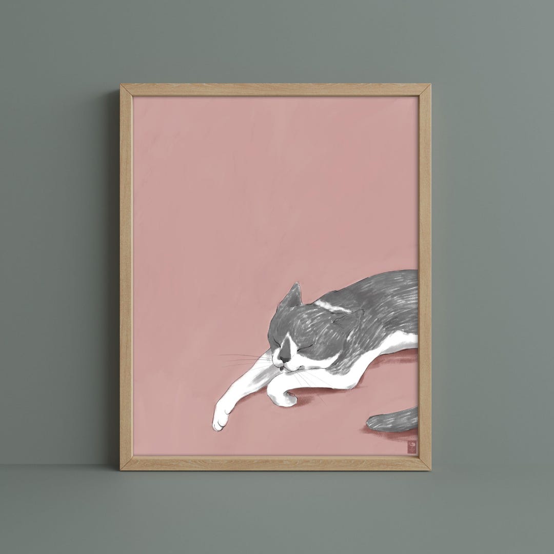 Grey Tuxedo Cat Fine Art Poster Print - Wall Decor - Unique Gift for ...