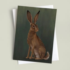 carte souhaits, lièvre, faune, bois, art