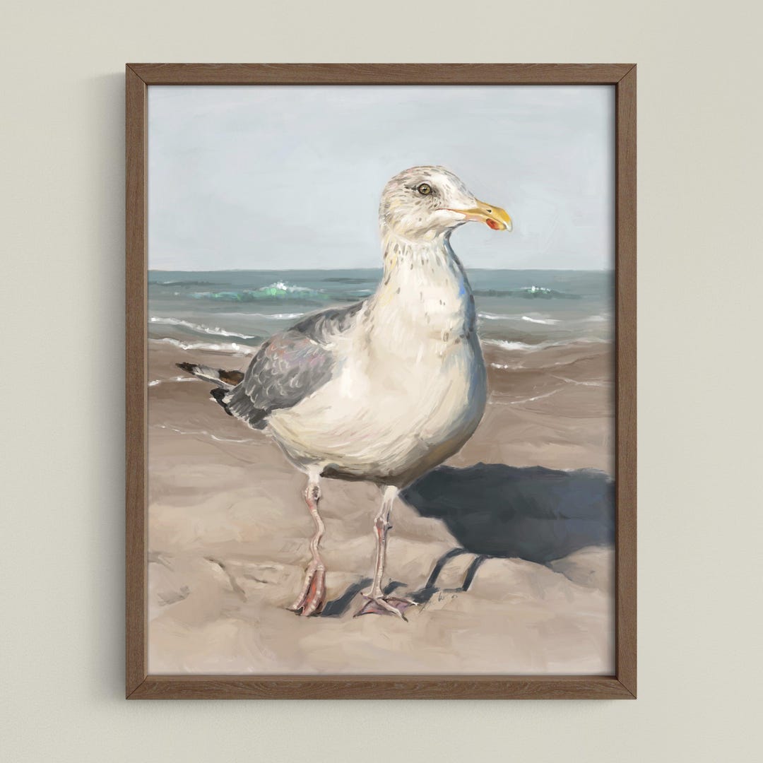 Seagull Art Print, Funny Beach Bird Wall Art, Coastal Decor, Nova ...