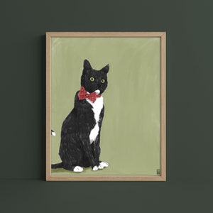 Black Tuxedo Cat Giclee Art Print