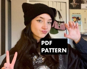 Crochet Cat Hat Beanie PATTERN Guide