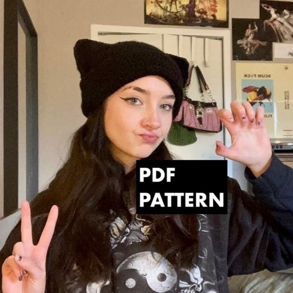 Crochet Cat Hat Beanie PATTERN Guide