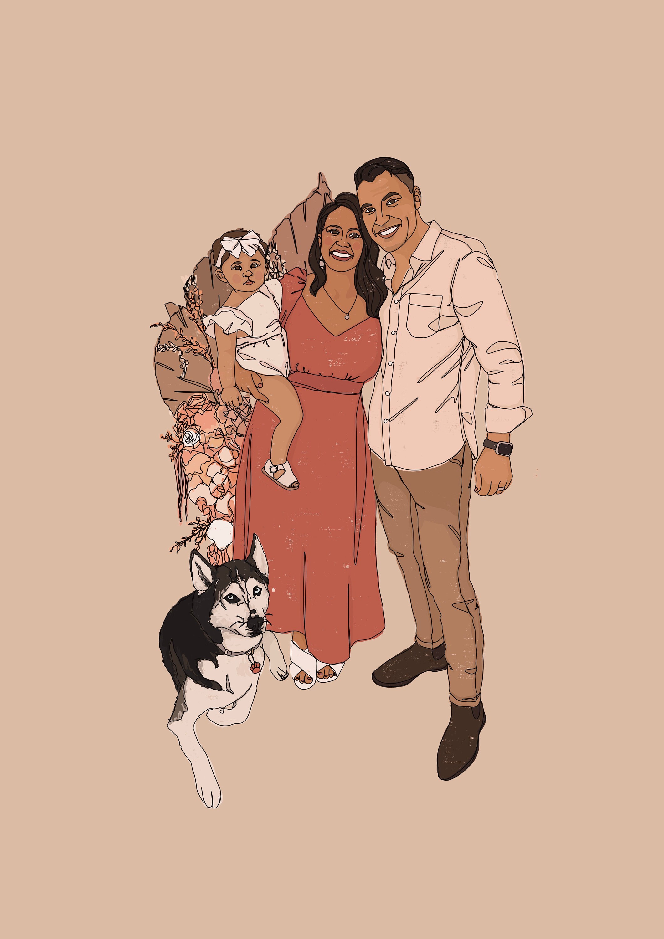 Custom Hand Drawn Illustration of FOUR - Etsy