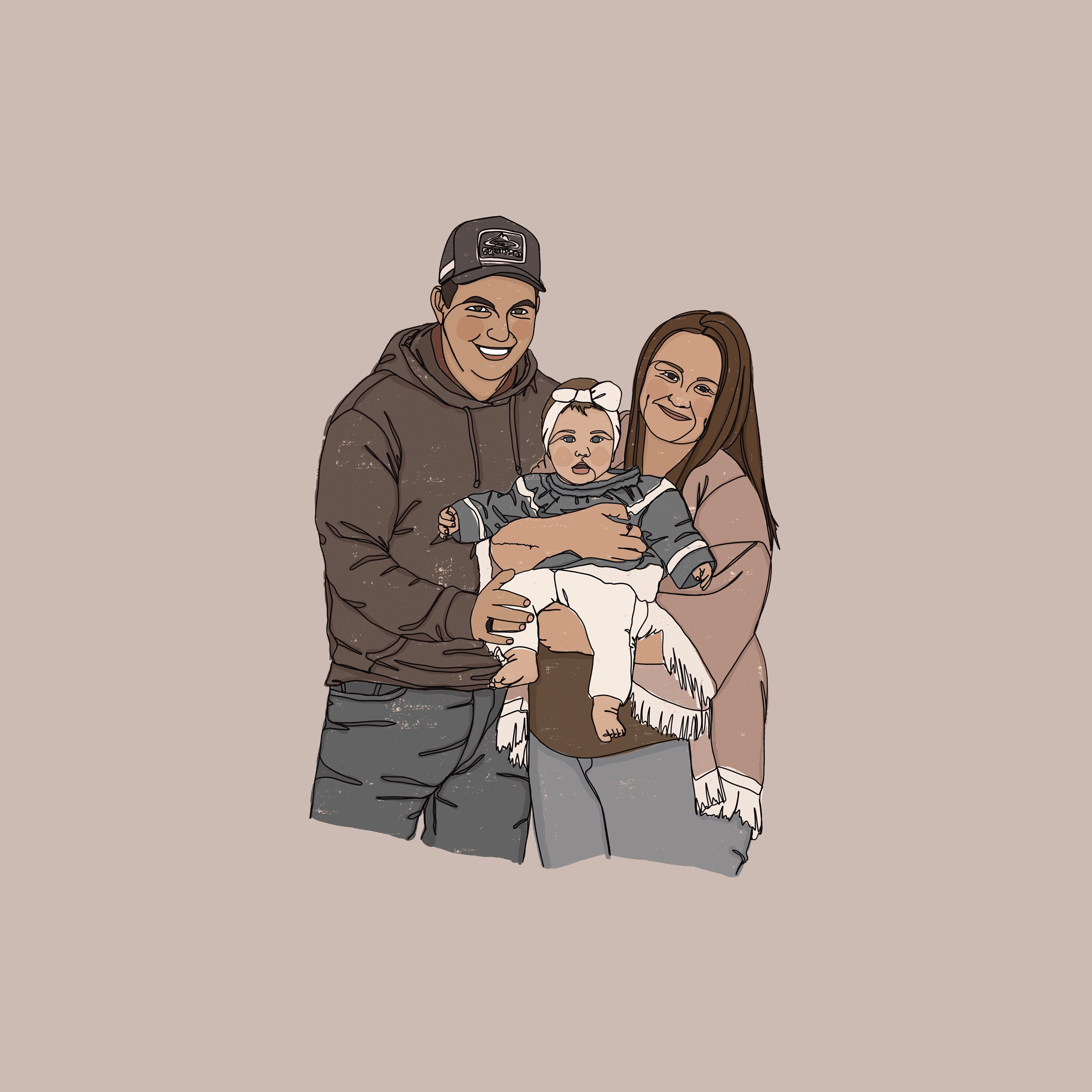 Custom Hand Drawn Illustration of THREE - Etsy