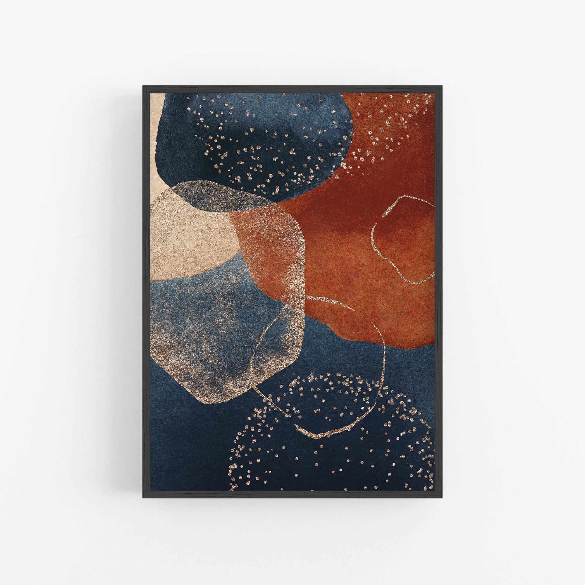 Abstract Wall Art Navy Print Navy Abstract Art Abstract Etsy