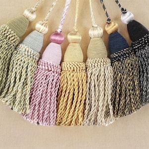 Decorative key tassels, key tassels, vintage style tassels, antique style tassels, furniture tassels, blue, green,pink,ivory,gold tassels