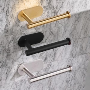 Adhesive Toilet Roll Holder – Stainless Steel, No Drill Hanging Hook, Easy Installation, Modern Home Organiser