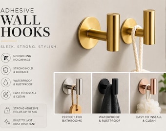 Adhesive Wall Hook – Stainless Steel, No Drill Hanging Hook, Easy Installation, Modern Home Organiser