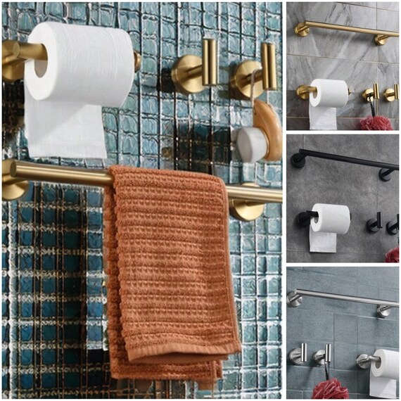 thumbnail image 2 of Stainless Steel Self-Adhesive Hand Towel Holder – Wall Mounted Bathroom Rail Rack 2 of 6