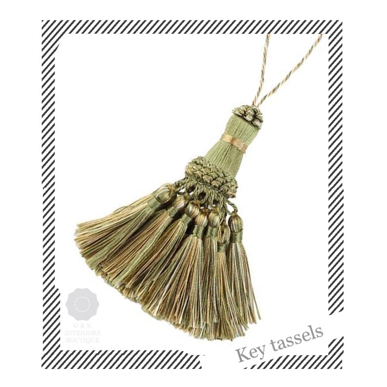 Decorative Key Tassels Green and Gold Key Tassels Vintage Etsy